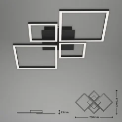 Frame LED-loftlampe, step dim, 4 lyskilder, sort^Briloner Online