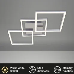 Briloner Frame LED-loftlampe, step-dim, krom-alu 76x37cm