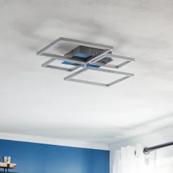 Briloner Frame LED-loftslampe, CCT, 4-lys, aluminium