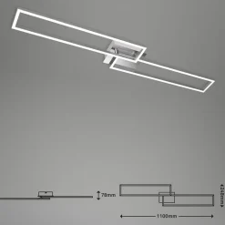 Briloner Frame LED-loftslampe, fjernbetjening, krom