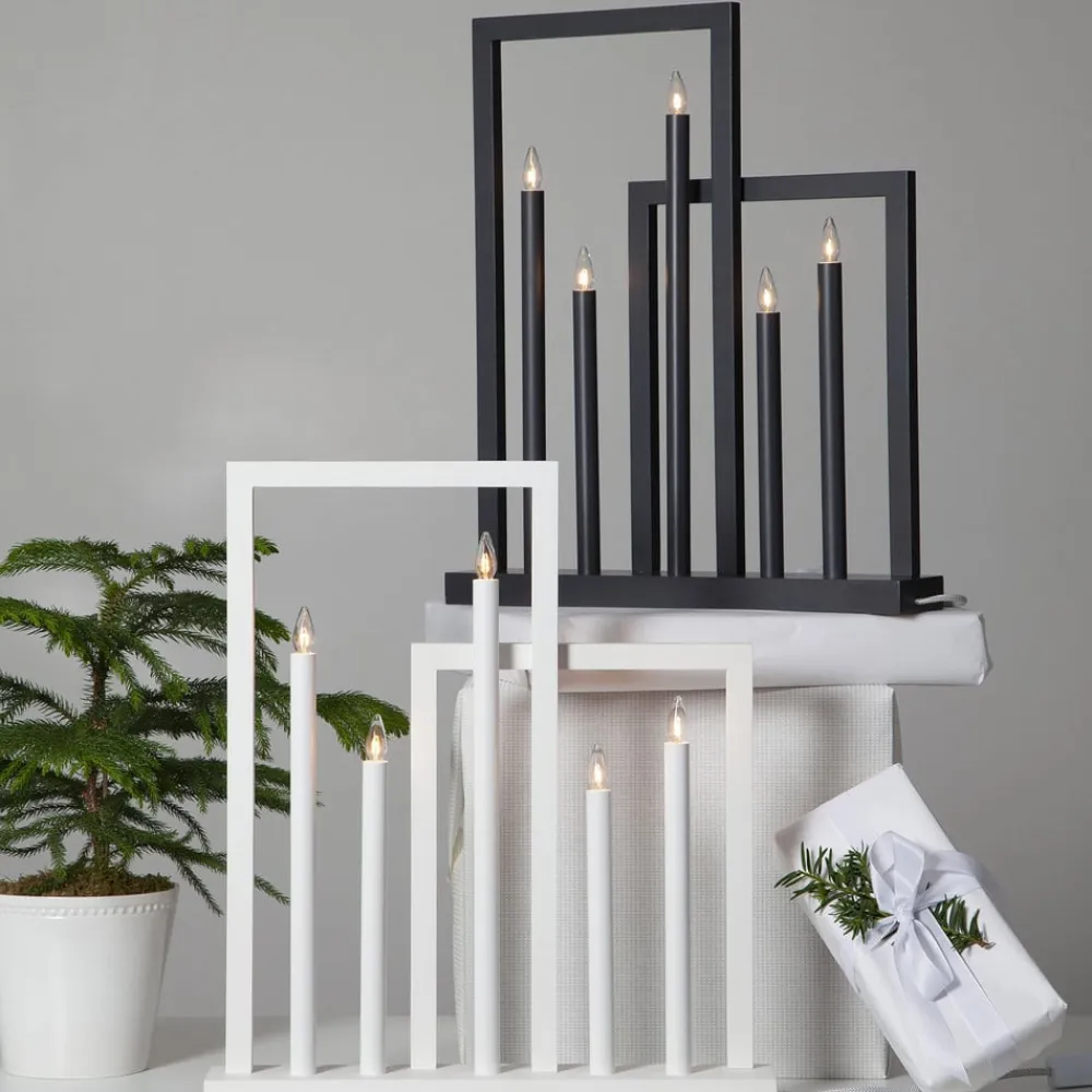 Frame vinduesstage i træ, 5 lyskilder, mørkegrå^STAR TRADING New