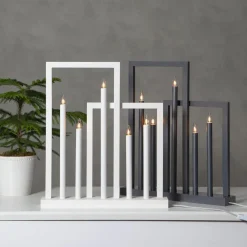 Frame vinduesstage i træ, 5 lyskilder, mørkegrå^STAR TRADING New