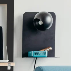 FRANDSEN Ball USB væglampe sort mat