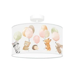 Børn Duolla Loftlamper>Freddy hængelampe, Ø 35 cm, farverig, dyr, stof, E27