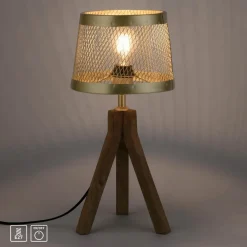 Frederik bordlampe i træ, trefod^JUST LIGHT. GmbH Best