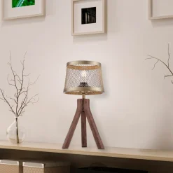 Frederik bordlampe i træ, trefod^JUST LIGHT. GmbH Best