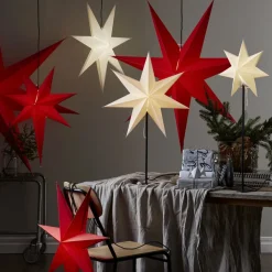 STAR TRADING Frozen stående stjerne 7-takket, sort/stjerne hvid