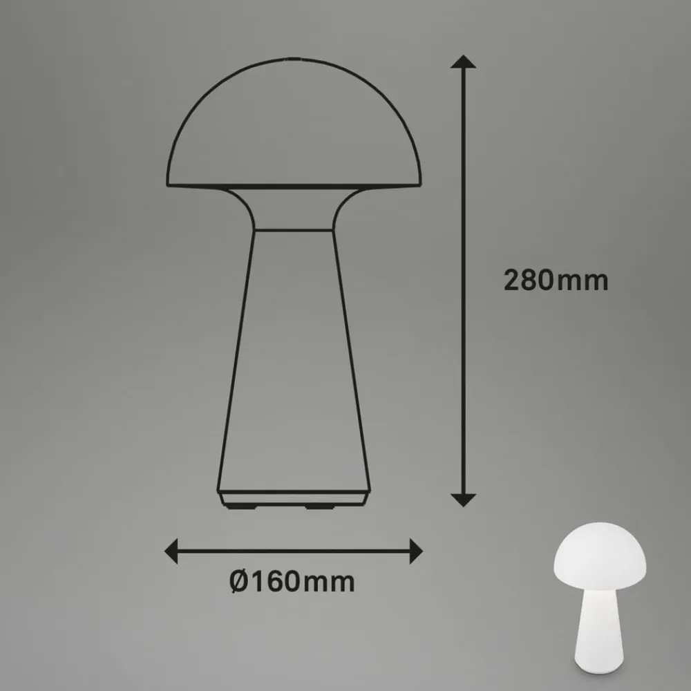 Briloner Dekorationsbelysning|Terrassebelysning>Fungo LED-bordlampe, genopladelig, hvid