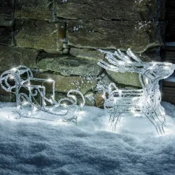 Funklende LED udendørs dekoration rensdyr med slæde^Konstsmide Christmas Hot