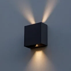 LUTEC Væglamper>Gemini Beams, IP54 up/down kantet 4.000 K antracit
