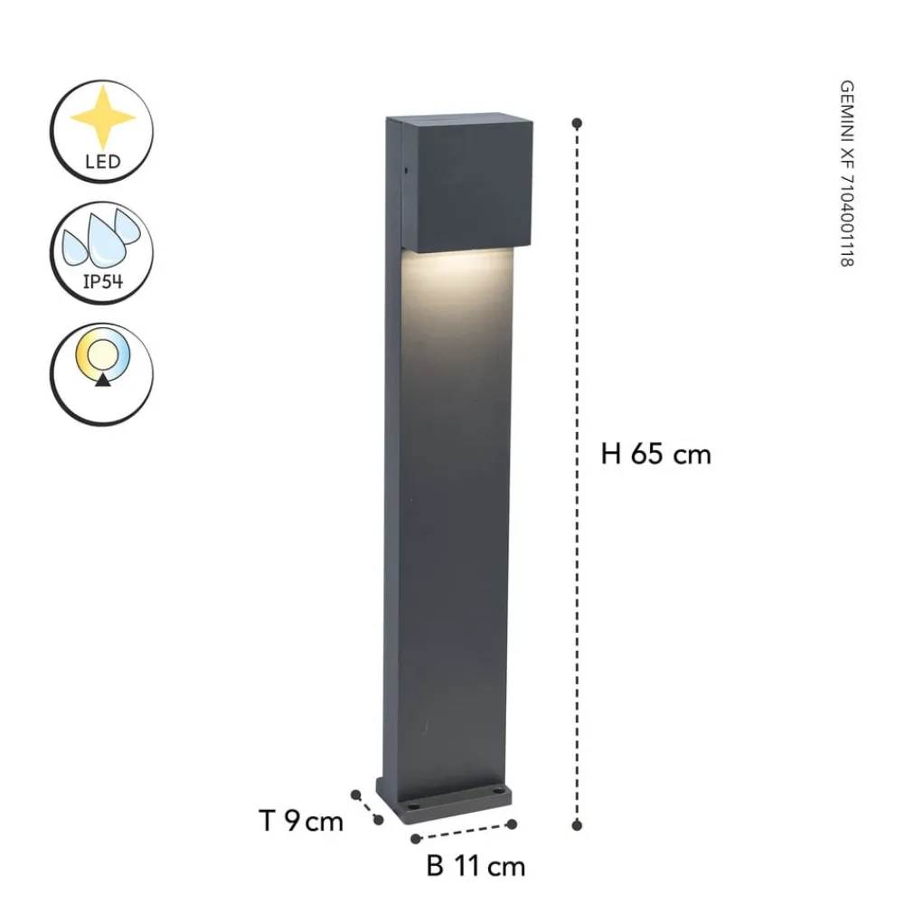 LUTEC Gadebelysning>Gemini FX LED-gadelampe, IP54, antracit