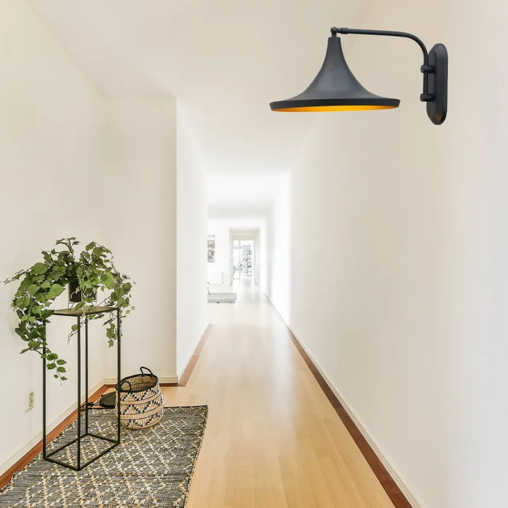 Genish væglampe, sort, bredde 30 cm, metal, E27^ROYALTECH