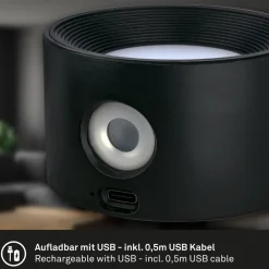 Genopladelig klemmelampe Tari, sort, CCT, touchdæmper, USB^Briloner Discount