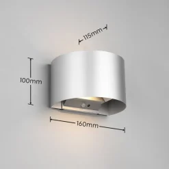 Reality Leuchten Genopladelig LED-væglampe til udendørs brug Talent, titanfarvet, bredde 16