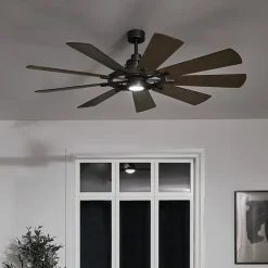 KICHLER Loftventilatorer>Gentry LED-loftventilator, hvid/mørk valnød