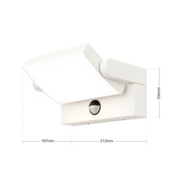 Ginger udendørs LED-væglampe med sensor hvid, IP54^ORION