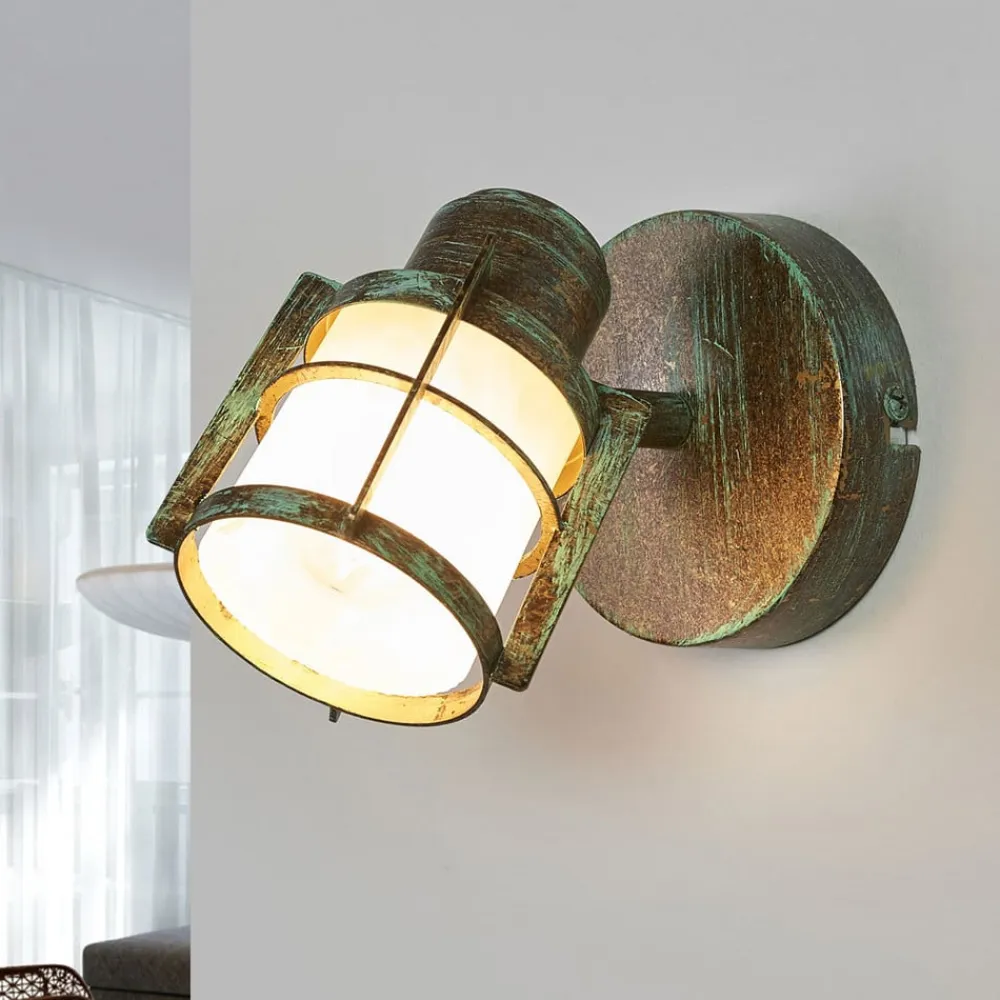 Lindby Giorgi - væglampe i spanskgrønt optik