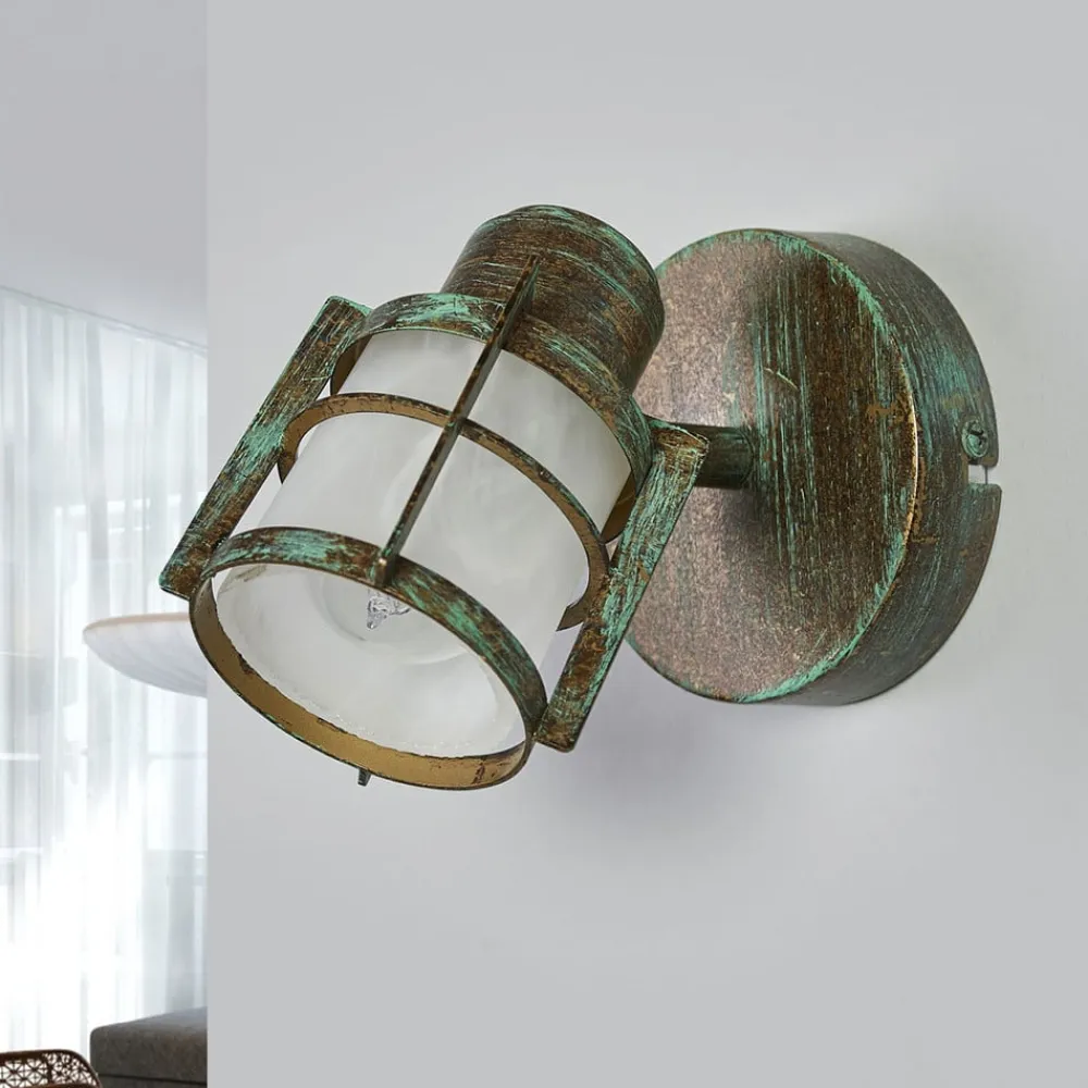 Lindby Giorgi - væglampe i spanskgrønt optik