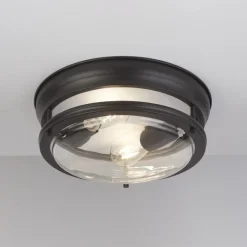 Searchlight Udendørs Loftlamper>Glasgow loftslampe med glasskærm, IP44 sort