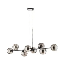 EMIBIG LIGHTING Glassy hængelampe, 8 lyskilder, sort, grafit, glas, E14