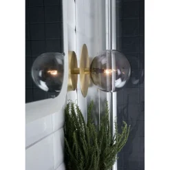 væglampe ART DECO, messing/grå Ø 16 cm IP44^Globen Lighting New