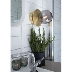 Globen Lighting væglampe ART DECO, messing/hvid Ø 16 cm IP44