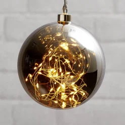 Glow LED-dekokugle af glas, Ø 15 cm, røggrå^STAR TRADING Discount