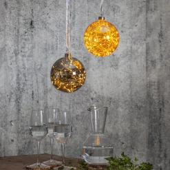 Glow LED-dekokugle af glas, Ø 15 cm, røggrå^STAR TRADING Discount