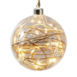 STAR TRADING Glow LED-dekokugle, klar, rattan, Ø 15 cm