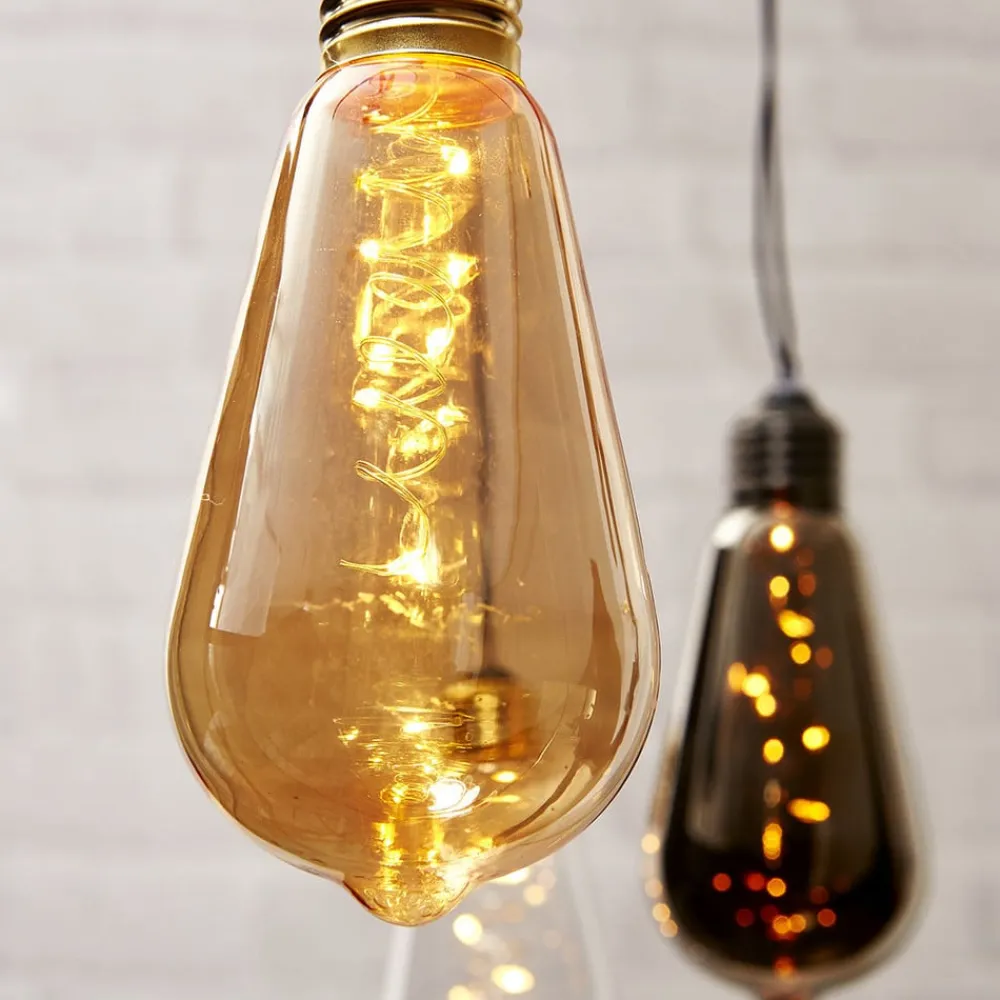 Glow vintage LED-dekolampe med timer, klar^STAR TRADING Online