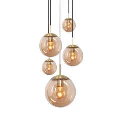 Steinhauer Glsabol glas-hængelampe, messing, 5 lyskilder