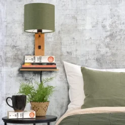 Andes væglampe med hylde, grøn/natur^Good & Mojo Hot