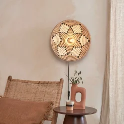 Good & Mojo Andros væglampe, natur/hvid, stik, Ø 45 cm