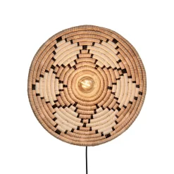 Good & Mojo Andros væglampe, natur/hvid, stik, Ø 45 cm