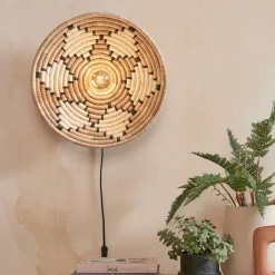 Good & Mojo Andros væglampe, natur/hvid, stik, Ø 45 cm