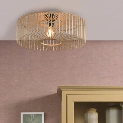 Good & Mojo Bromo loftslampe lavet af bambus, Ø 60cm