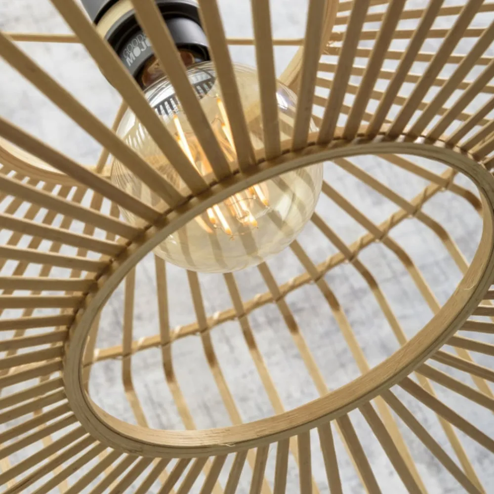 Good & Mojo Bromo loftslampe lavet af bambus, Ø 60cm