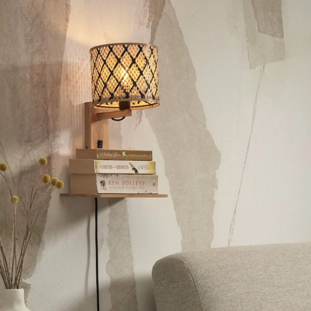 Good & Mojo Arbejdsrum/Kontor>Java væglampe, hylde, natur/sort