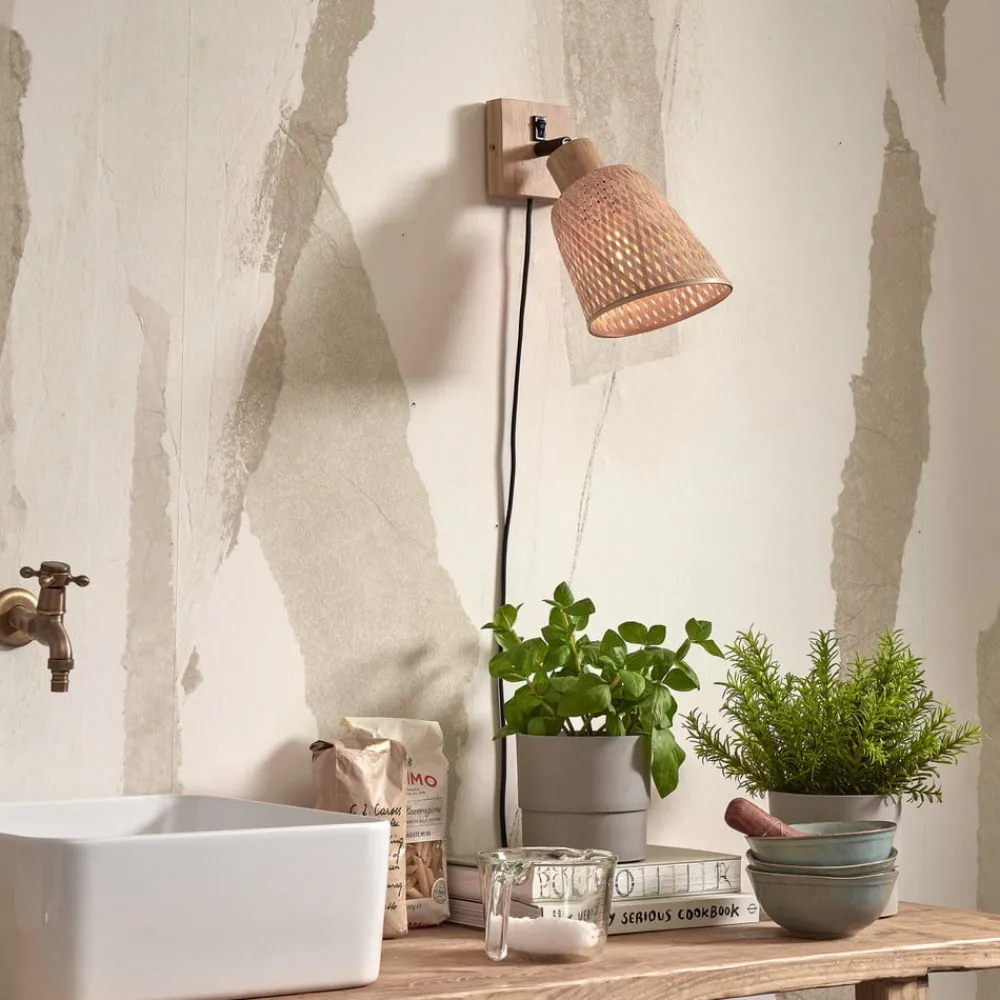 Good & Mojo Væglamper|Væglamper>væglampe Java, naturlig, stik, bambus