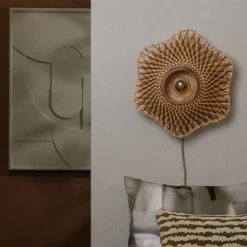 væglampe Madura, brun, Ø 44 cm, bambusstik^Good & Mojo Sale