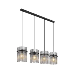 Globo Pendellamper>Gorley pendel, længde 110 cm, røggrå, 4-lys, glas