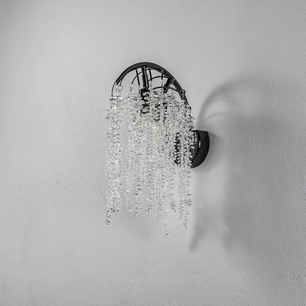 Lucea Væglamper>Grape væglampe, perlesort, 2 lyskilder, krystalglas