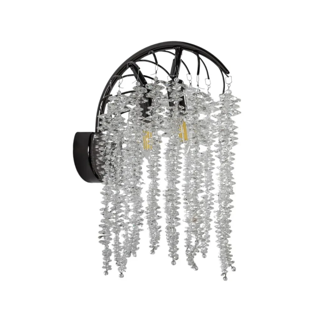 Lucea Væglamper>Grape væglampe, perlesort, 2 lyskilder, krystalglas