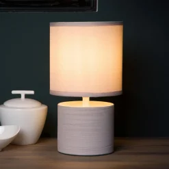 Lucide Greasby bordlampe med tekstilskærm, beige