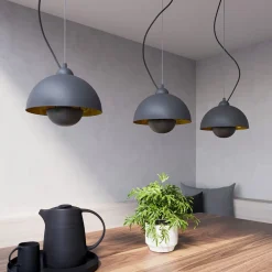 Lindby Gretja hængelampe, 3 lyskilder, sort guld