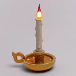 SELETTI Grimm Bugia deko LED-bordlampe i kerteform, guld