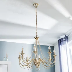 Domiluce Guldfarvet lysekrone Retro, 8 lyskilder