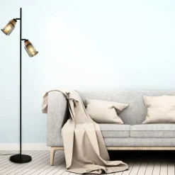 Gulvlampe 1486025 2 lyskilder skærme røgfarveglas^Briloner New