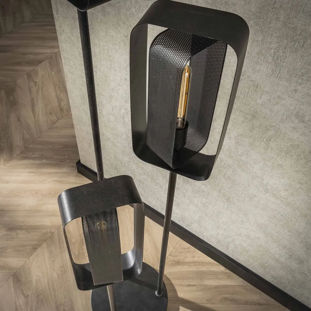 Gulvlampe Alma, 3 lyskilder, sort, metal, drejelig netskærm^Zijlstra Clearance