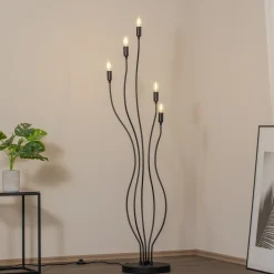 Opviq Gulvlamper|Gulvlamper>Gulvlampe Bonibon 13231 sort metal højde 155 cm 5 lyskilder